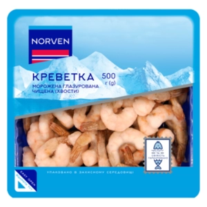 Креветка морожена глазурована чищена (хвости) 500г